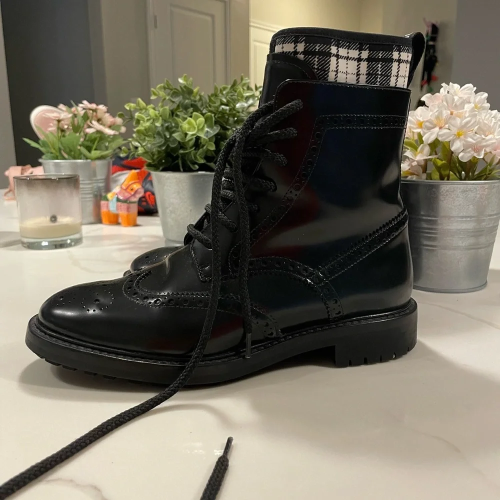 Dior black boots with checkered detail on top. Authentic! Size 6.5 - Picture 4 of 10